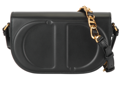 CD Signature Flap, £1,500, Handbags, Black, Leather, Front view